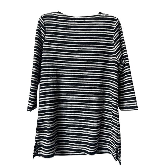 Liz Claiborne Black & White Striped Tunic Top Pockets Womens Medium Nautical NWT - Picture 6 of 8